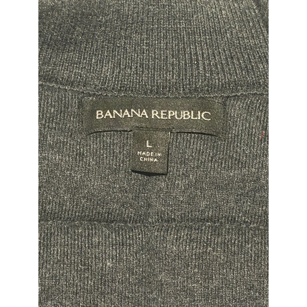 Banana Republic Mens Large Full Zip Knit Puffer Vest Charcoal Grey Nylon Yoke